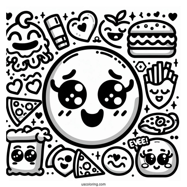 Emoji Coloring Page Montage