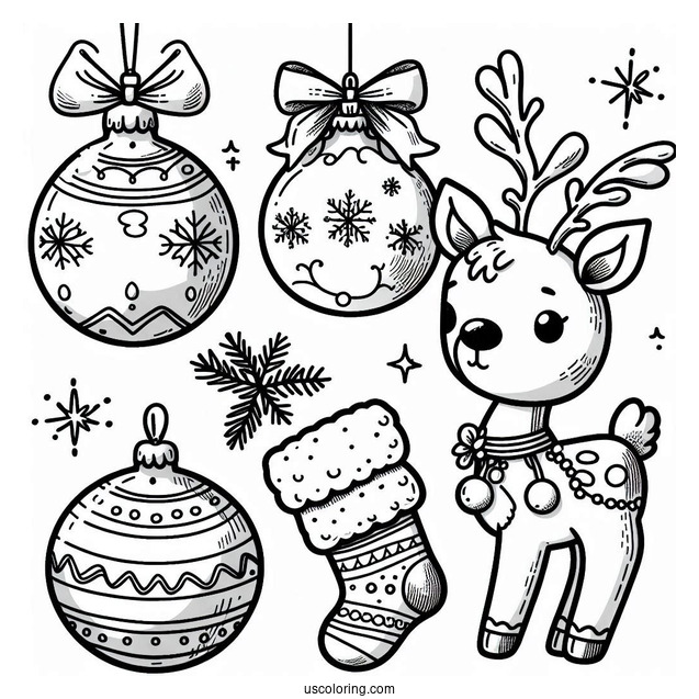 Christmas Ornaments Coloring Page Of Rudolph The Reindeer Bauble