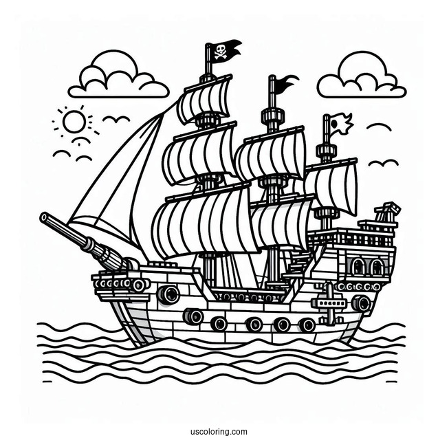Coloring Sheet Of a Lego Pirate Ship