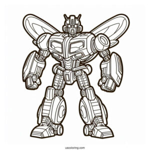 Easy Outline Of Bumblebee Transformer Robot To Color