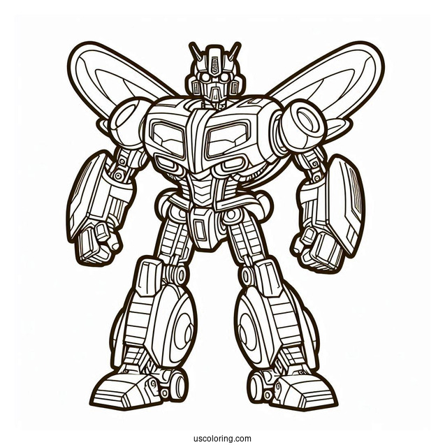 Easy Outline Of Bumblebee Transformer Robot To Color