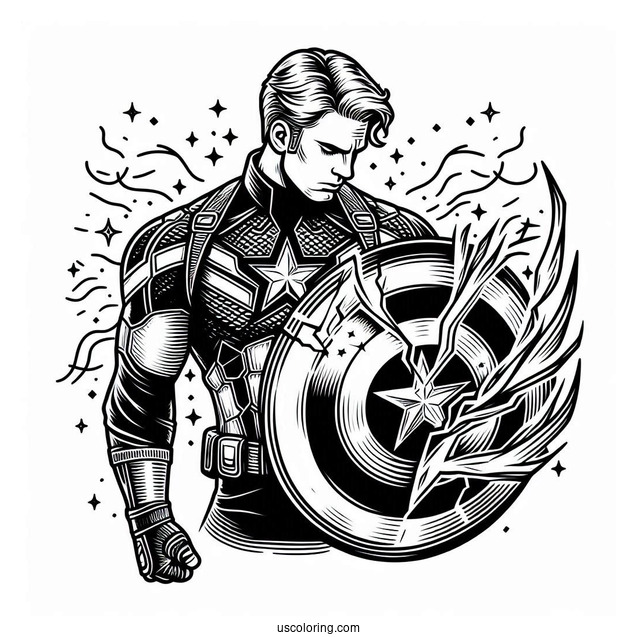 Captain America With Broken Shield
