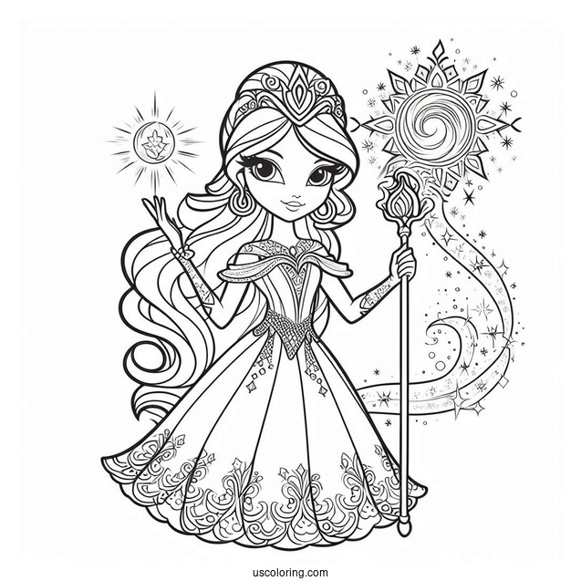 Shimmer And Shine Coloring Page Of Imma Showing Leah A Magical Staff