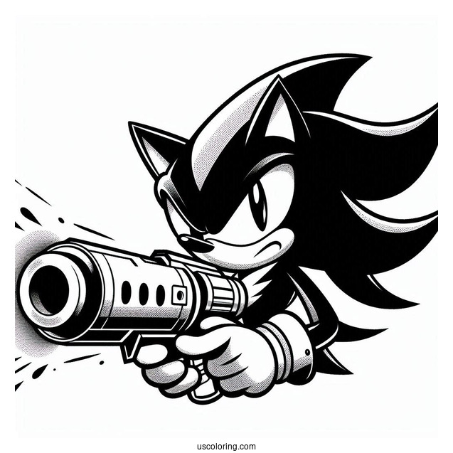 Detailed Shadow Coloring Page Shooting Gun