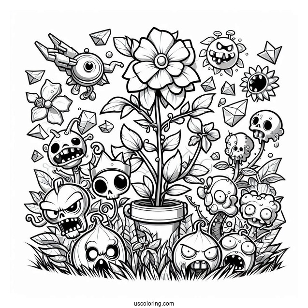 Detailed Coloring Page Of Plants Vs Zombies