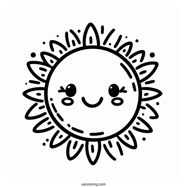 Easy Outline Of a Smiling Sun To Color