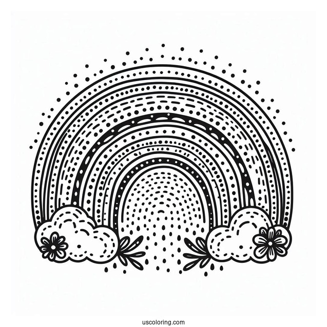 Large Rainbow To Color For Kids