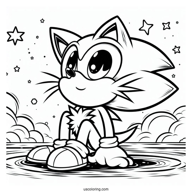 Big the Cat Looking Over Water Coloring In