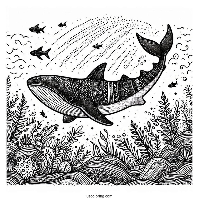 Textured Whale Shark Coloring Page