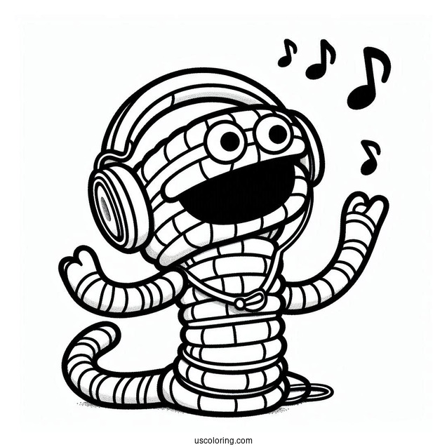 Sing Coloring Page Of Eddie Noodleman With Headphones Around Neck