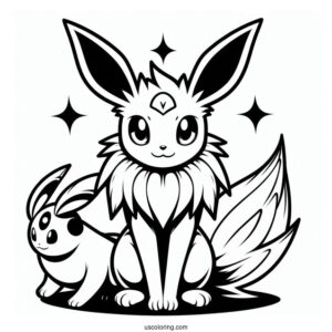 Jolteon Coloring Page Alongside Umbreon