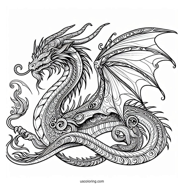 Mythical Dragon Coloring Sheet