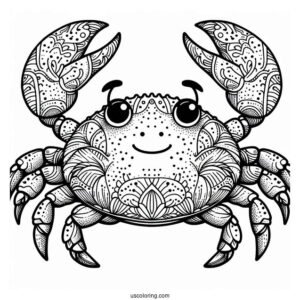 Crab Coloring Page With Detailed Shell
