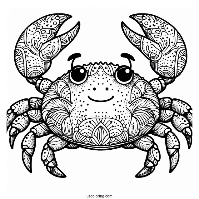 Crab Coloring Page With Detailed Shell