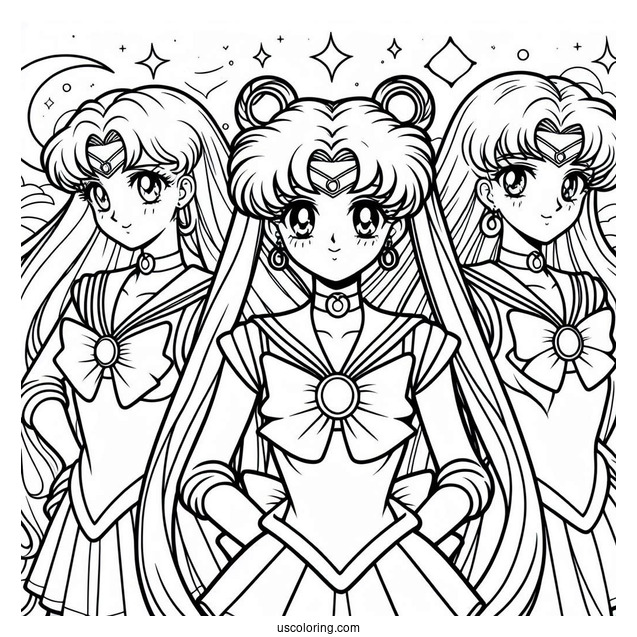 Easy Sailor Guardians Coloring Sheet