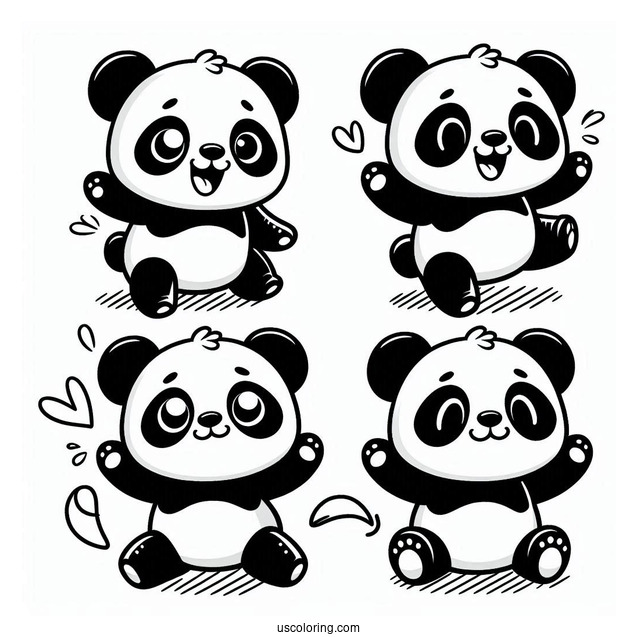 Adorable Cartoon Panda Coloring Sheet