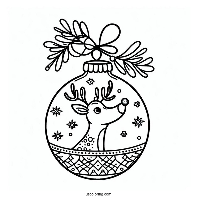 Christmas Ornaments Coloring Page Of Rudolph The Reindeer Bauble
