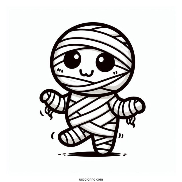 Easy Cartoon Mummy Coloring Page