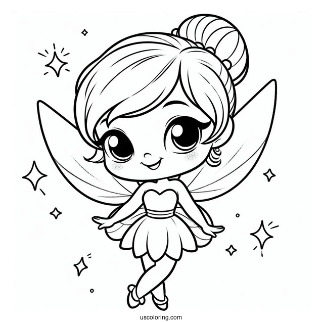 Kawaii Tinker Bell Coloring Sheet For Preschoolers