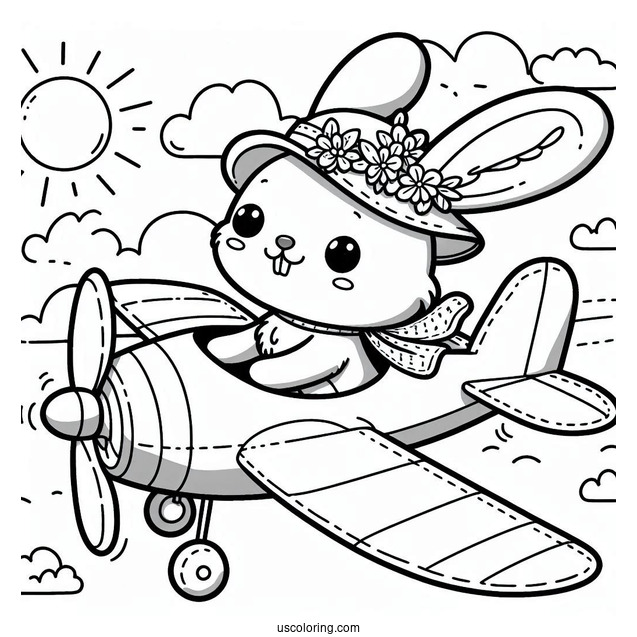 Sunny Bunnies Coloring Page Of Hopper On An Airplane