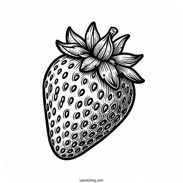 Realistic Strawberry Coloring Page Flashcard