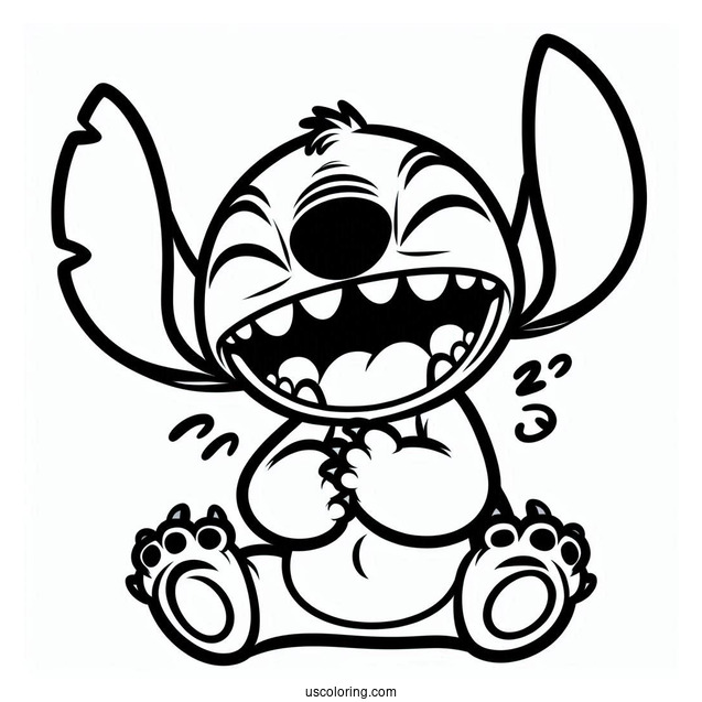 Laughing Stitch Coloring Sheet For Kids