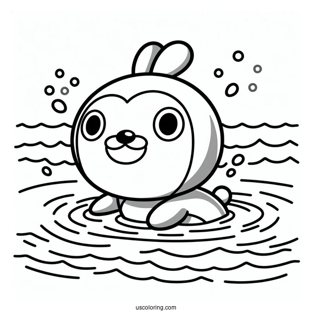 Pororo Coloring Page Of Eddy Swimming In A Lake