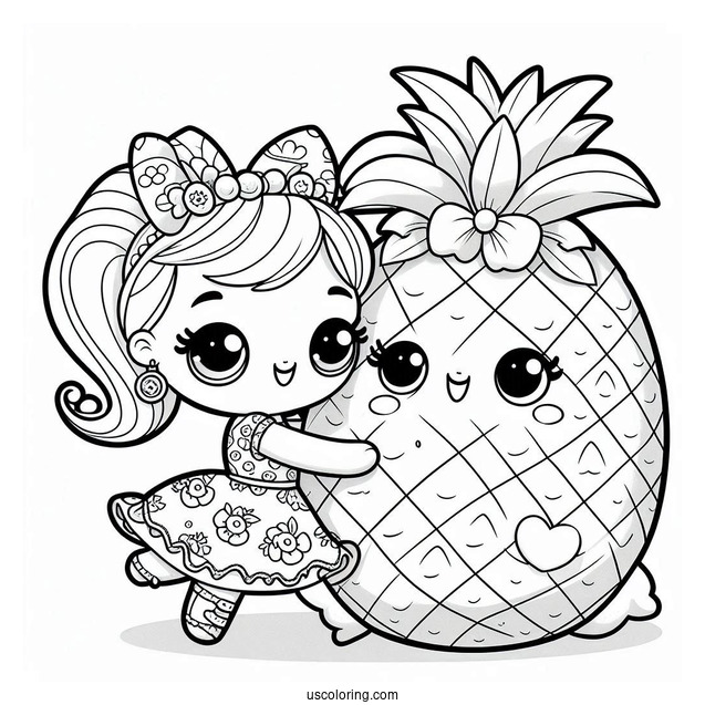 Polly Pocket Coloring Page And Lila Hugging Shani In Pineapple Costume