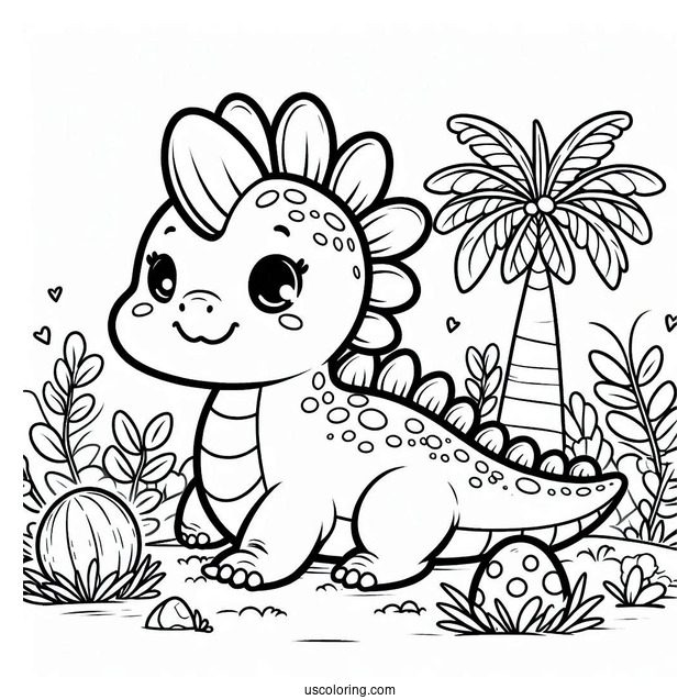 Kawaii Spinosaurus Coloring Page For Preschoolers