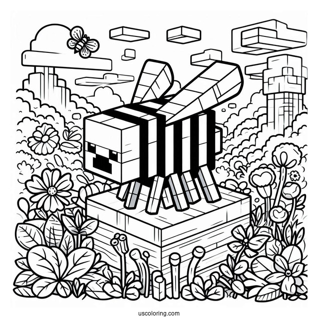 Minecraft Bee Coloring Page For Kids