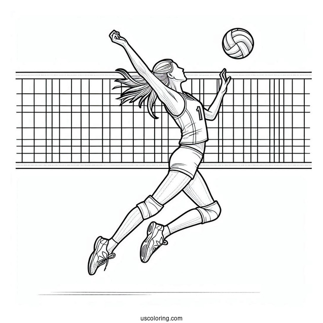 Volleyball Players Competing In The Olympics Coloring Page
