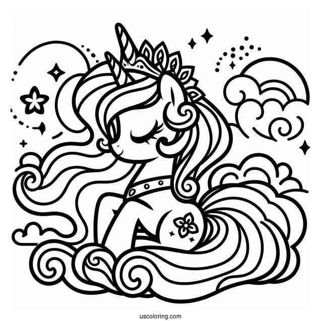 Simple Kawaii Princess Celestia Outline