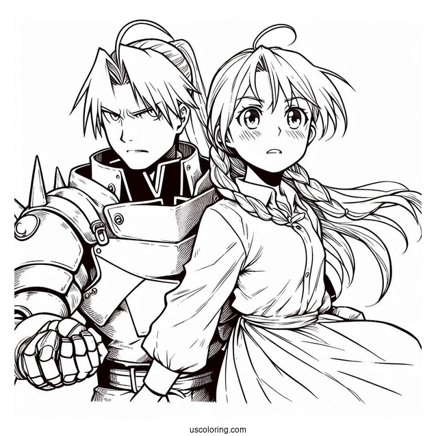 Manga Coloring Page Of Fullmetal Alchemist Edward And Alphonse Elric