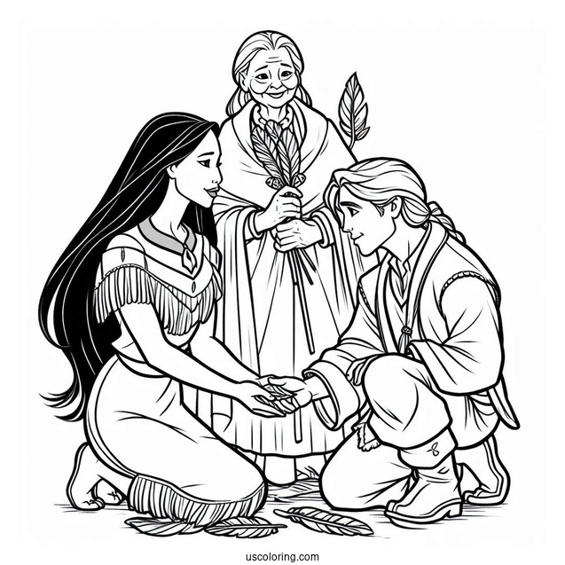 Pocahontas And John Smith With Grandmother Willow
