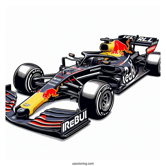 Red Bull RB16B F1 Coloring Page Race Car