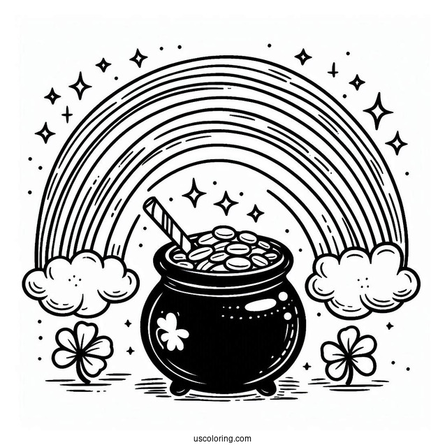 Simple Pot Of Gold At End Of The Rainbow For Kids