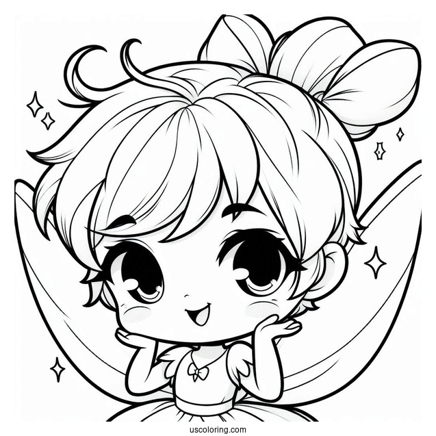 Kawaii Tinker Bell Coloring Sheet For Preschoolers