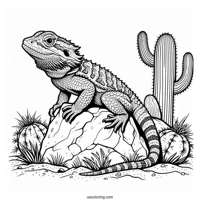 Texas horned lizard Coloring Page In Desert