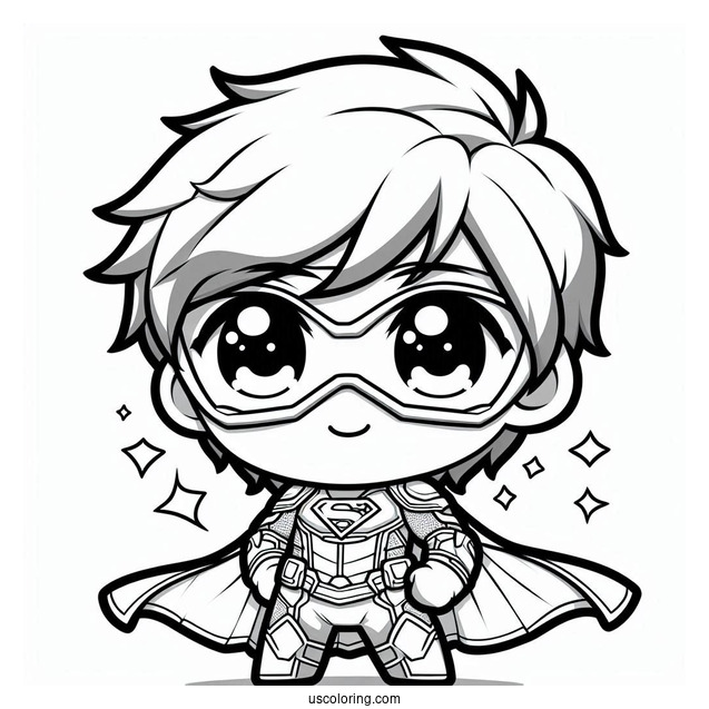 Chibi Superhero In Cool Outfit Coloring Sheet