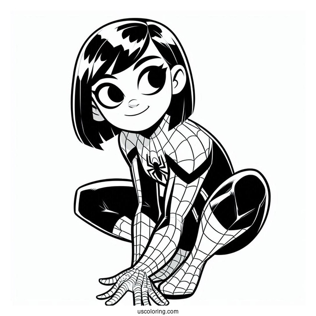 Easy Cartoon Spider-Man Coloring Sheet For Kids
