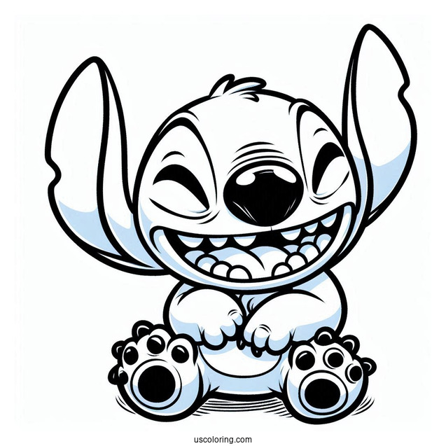 Laughing Stitch Coloring Sheet For Kids