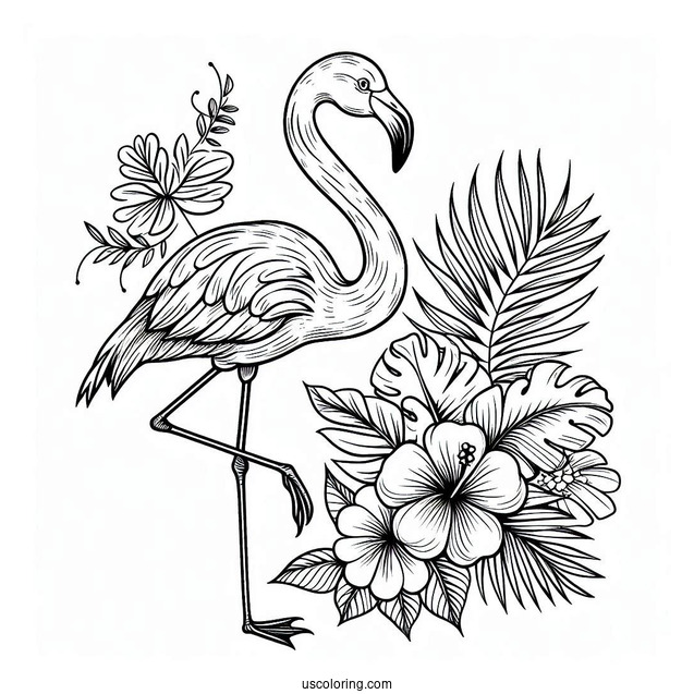 Tropical Flamingo To Color
