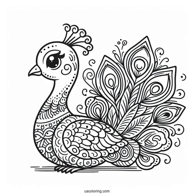 Cute Peacock Coloring In