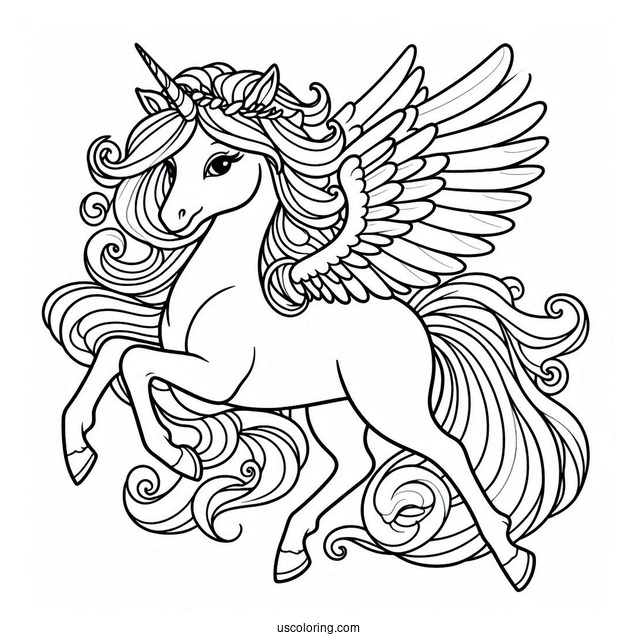 Easy Pegasus Coloring Page Outline For Kids