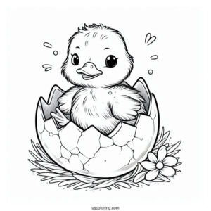 Duckling Hatching From Easter Egg