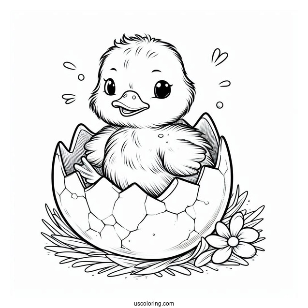 Duckling Hatching From Easter Egg
