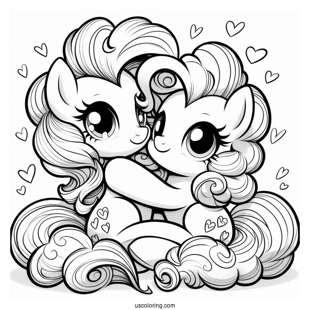 Equestria Girls Pinkie Pie Hugging Pony Pinkie Pie Coloring Page