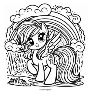 Rainbow Dash Coloring Page In A Thunderstorm For Kids