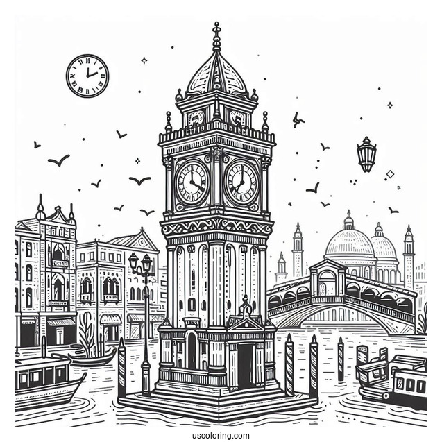 Clock Tower Coloring Page