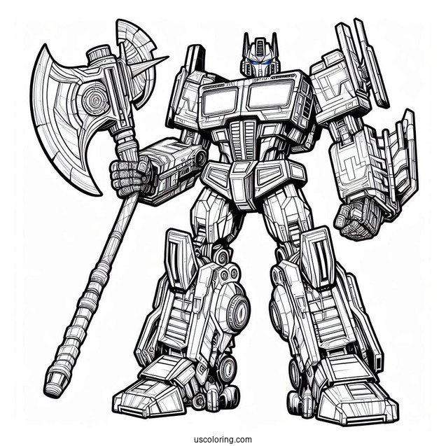 Jetpower Optimus Prime Coloring Page With Giant Axe